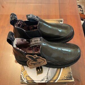 Georgia Boot Patent Leather Black Gold Shimmer Women 7.5, GB00138, NEW WITH TAGS